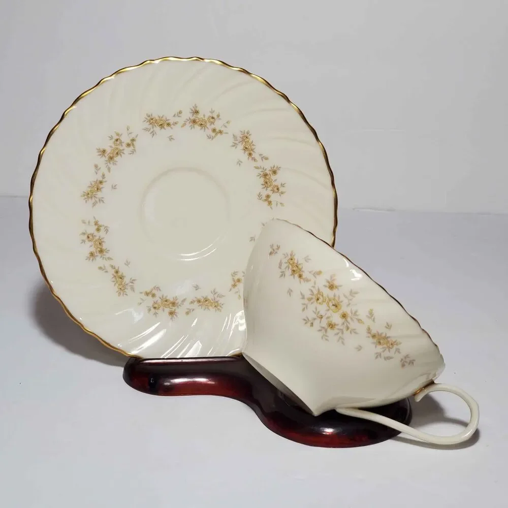 Lenox Teacup and Saucer Gaylord Yellow Flowers Vintage